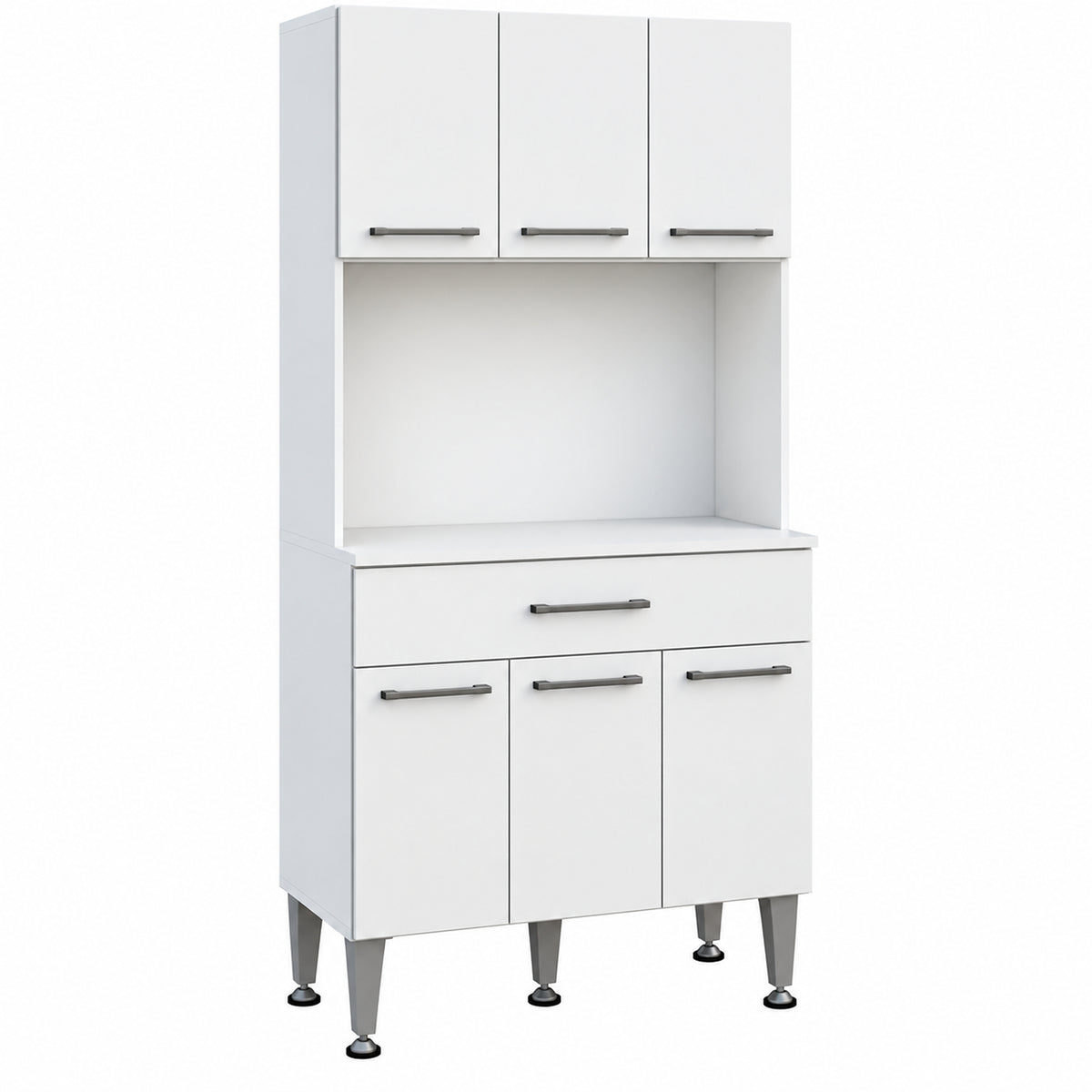 Alacena de cocina blanca moderna en MDP 80x184 cm con 6 puertas y cajón