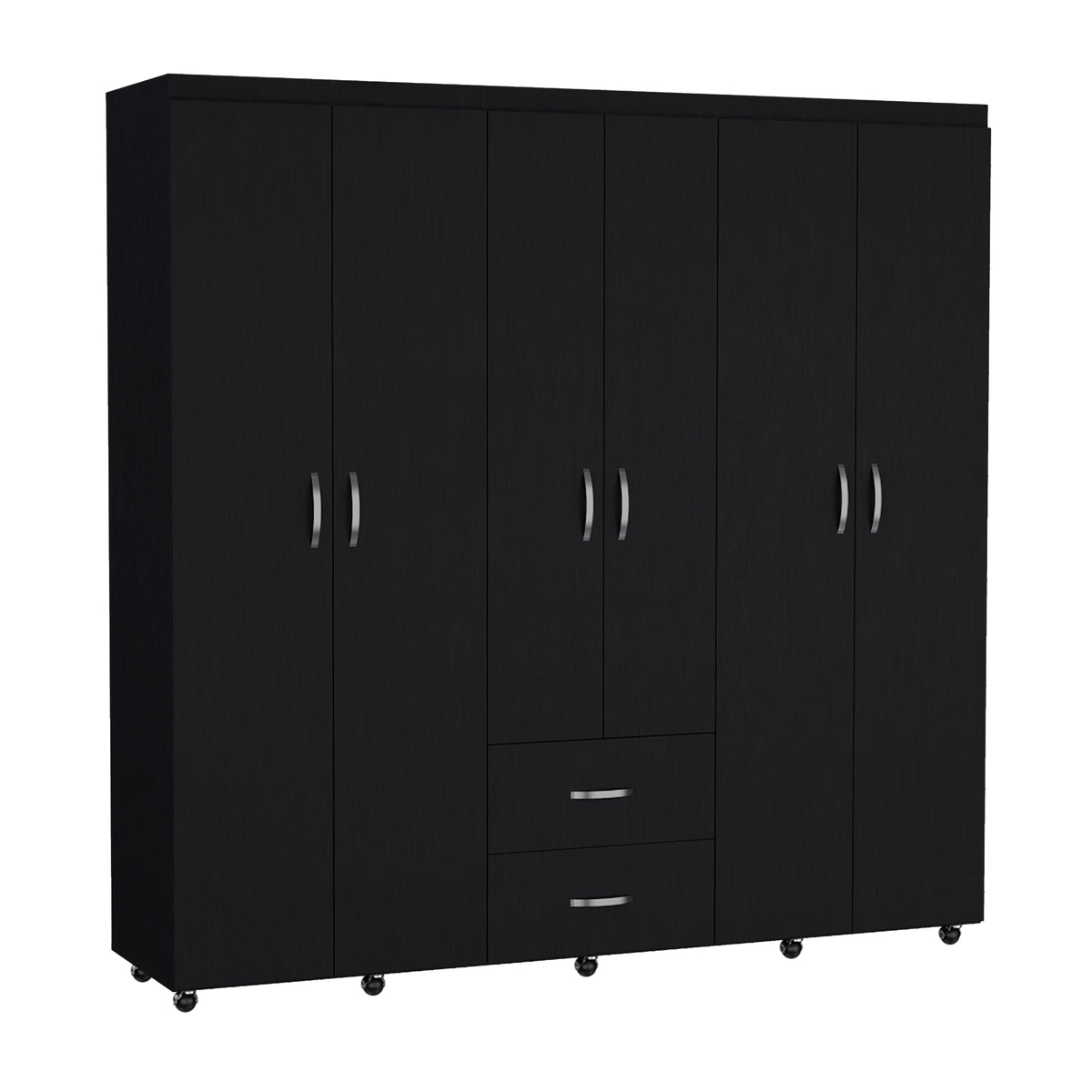 Closet Barilo Wengue 200x200cm con Seis Puertas y con Cuatro Entrepaños