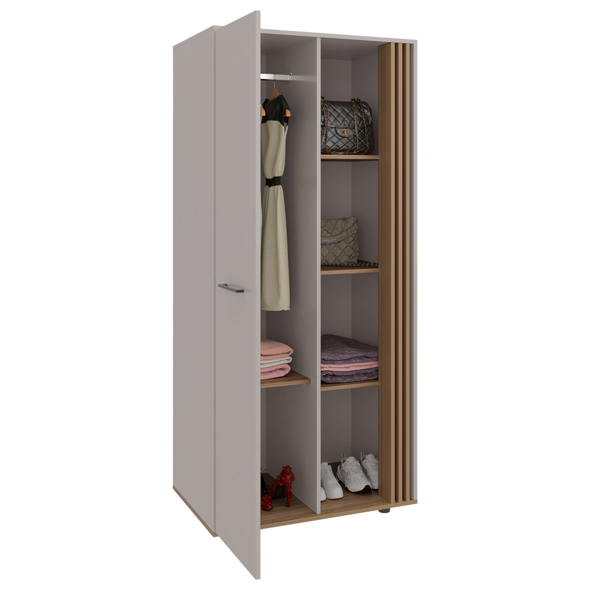 Closet Vance Fresno Europeo y Capri 80x178cm con Una Puertas y con Cuatro Entrepaños