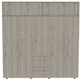Closet Bigaf Ceniza y Blanco 200x204cm con Siete Puertas y con Cinco Entrepaños