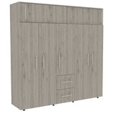 Closet Bigaf Ceniza y Blanco 200x204cm con Siete Puertas y con Cinco Entrepaños