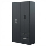 Closet Negro Mate 90x173cm con Cuatro Puertas y con Dos Entrepaños