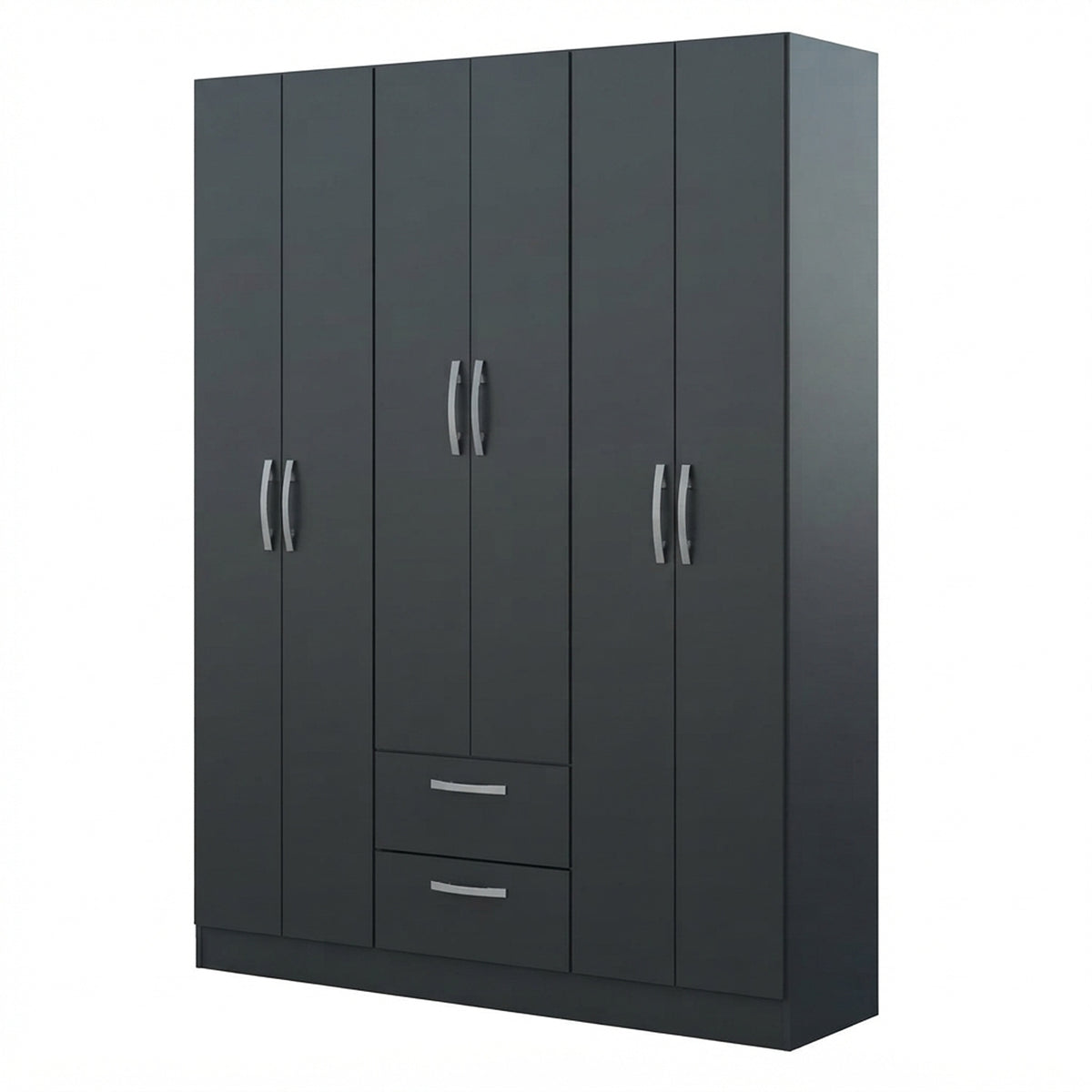 Closet Negro Mate 135x173cm con Seis Puertas y con Tres Entrepaños