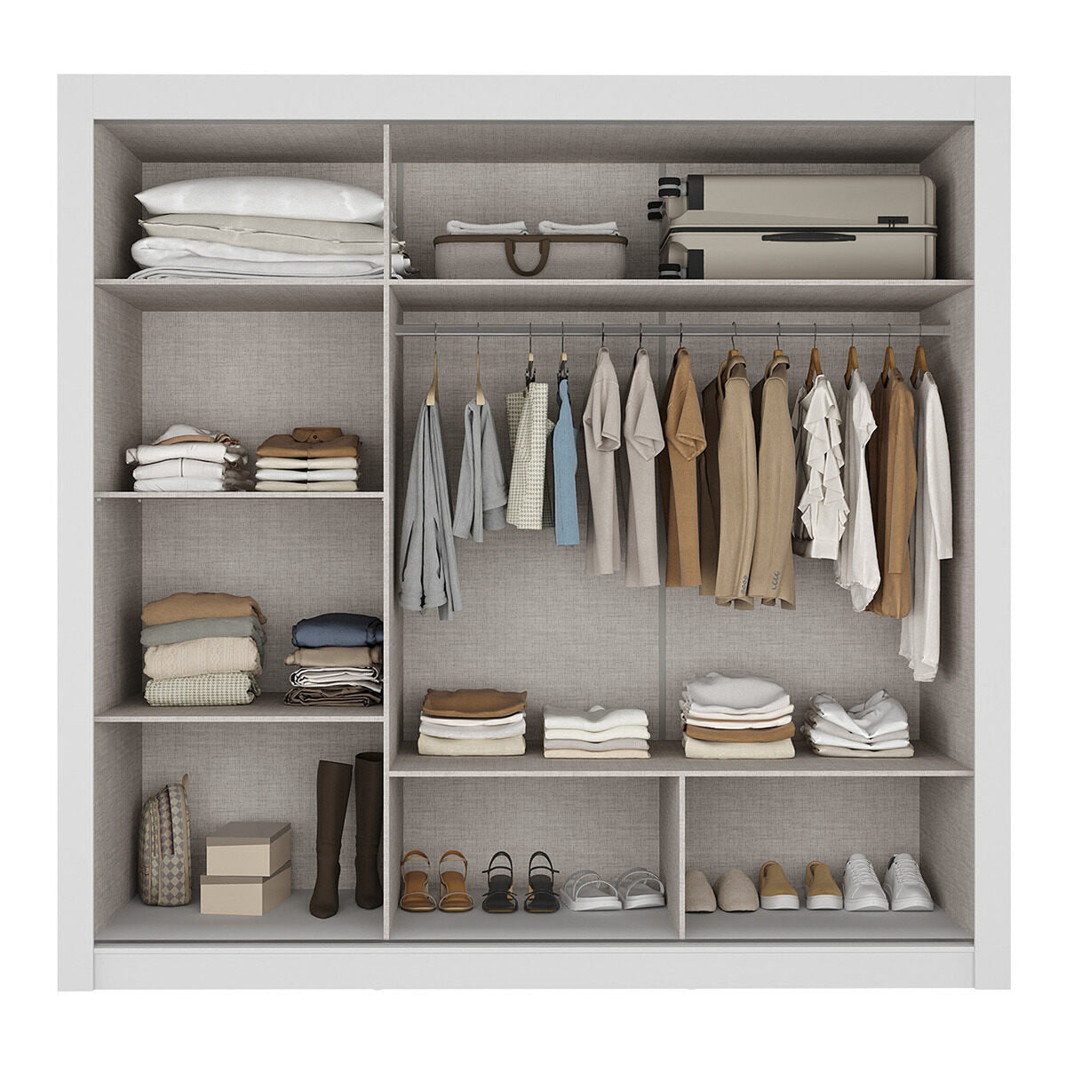 Closet Blanco y Negro 170x205cm con Tres Puertas y con Siete Entrepaños