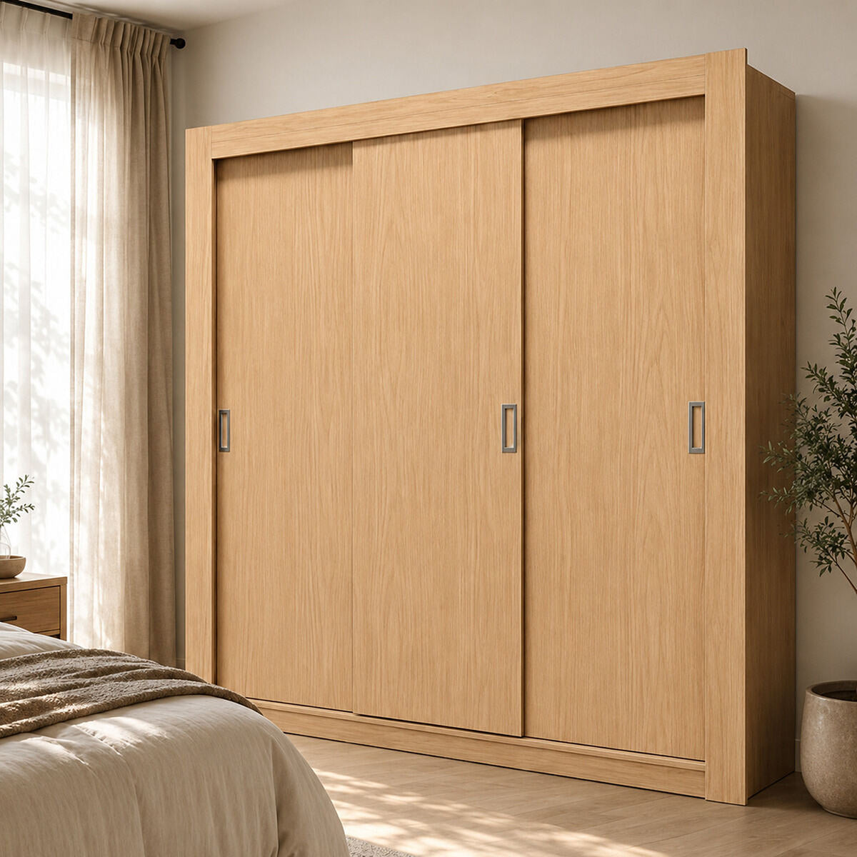 Closet Castaño 170x205cm con Tres Puertas y con Siete Entrepaños