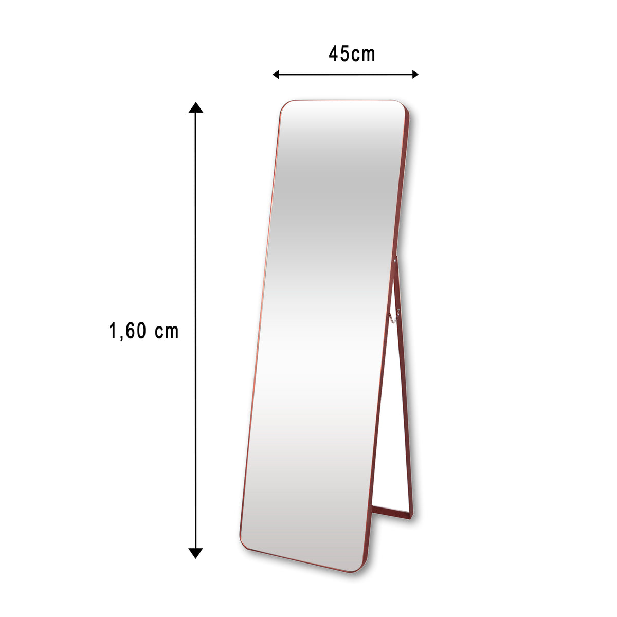 Espejo de Piso Oslo Cobre 45x160cm Rectangular con Marco Metálico
