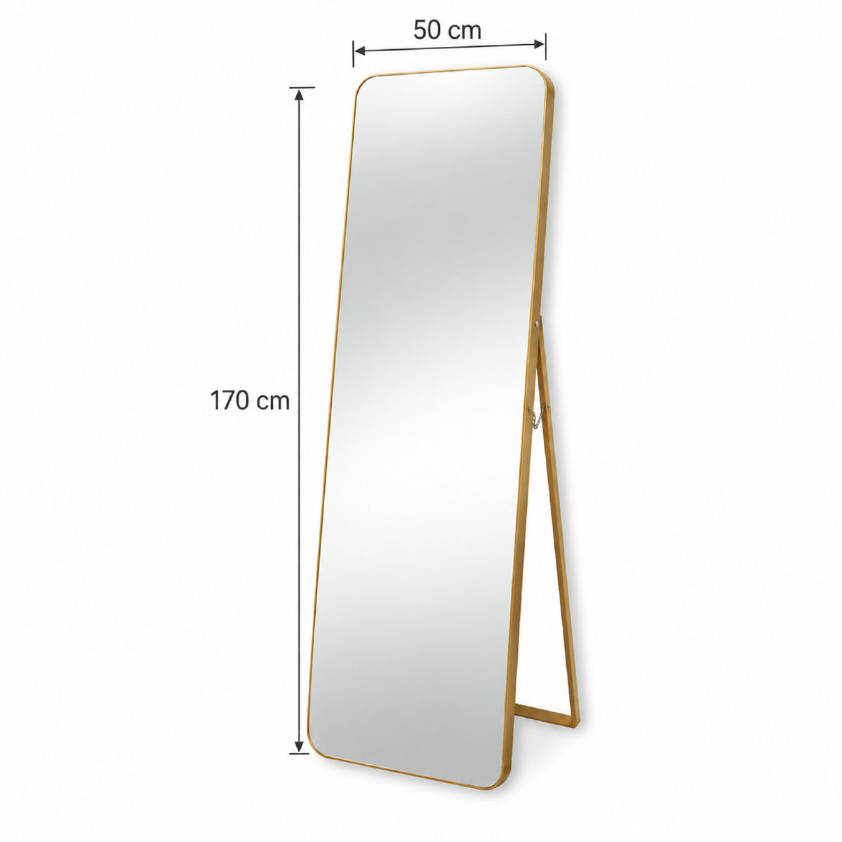 Espejo de Piso Oslo Dorado 50x170cm Rectangular con Marco Metálico