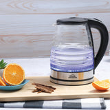 Hervidor Eléctrico de Agua Home Elements Blue Glass Plata 17x24cm de 2 Litros 1500 W con Apagado Automático
