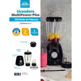 Licuadora Multipower Plus Negro 17x39.5cm de 1.5 Litros de Cuatro Aspas y con Cuatro Velocidades