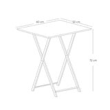 Mesa Auxiliar Elsa Madera Natural y Negro 60x5cm Cuadrado con Patas Apilable y Plegable