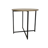 Mesa Auxiliar Cirklo Madera Natural y Negro 48x53cm Circular con Patas