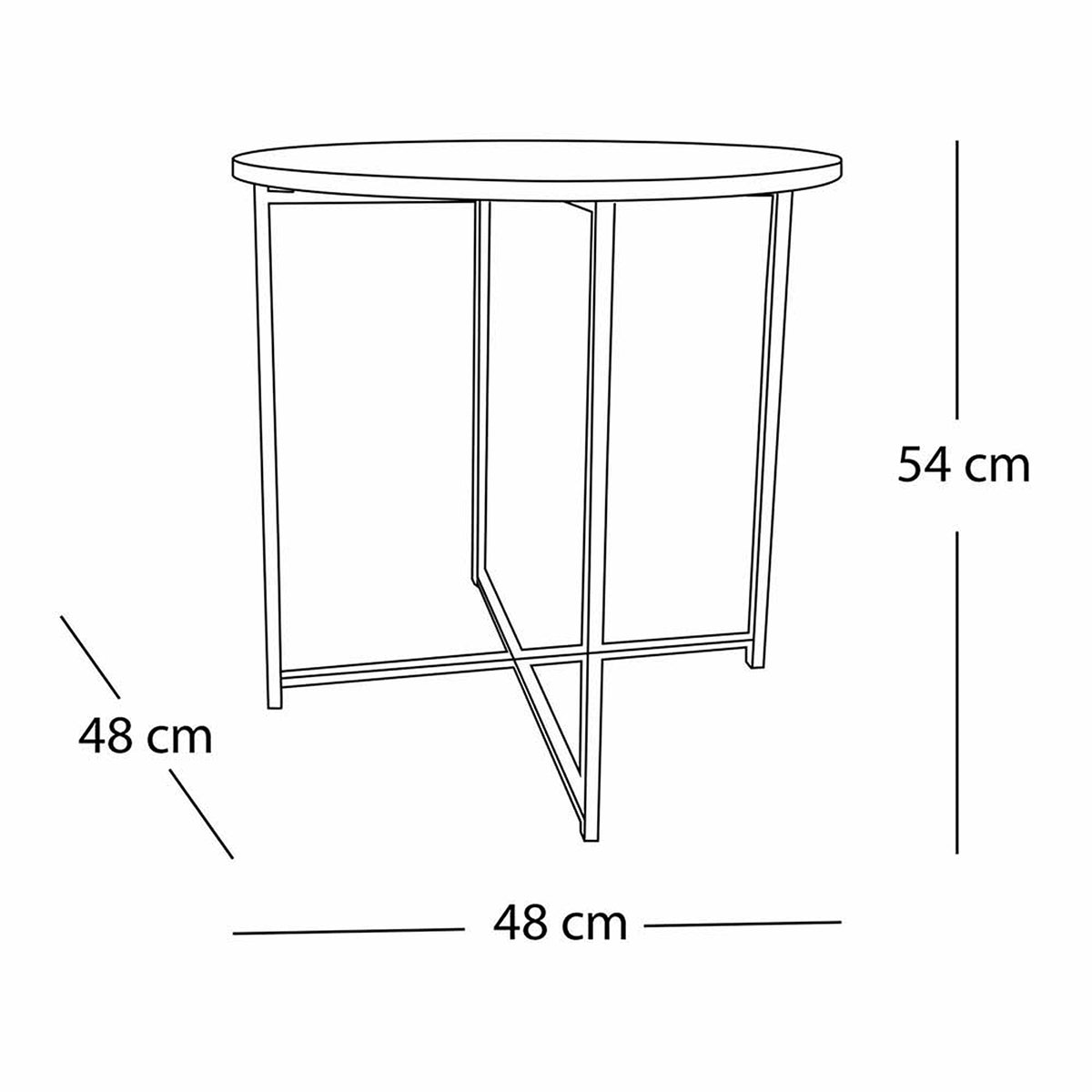 Mesa Auxiliar Cirklo Madera Natural y Negro 48x53cm Circular con Patas