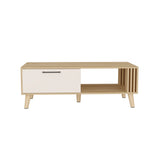 Mesa de centro rectangular fresno europeo y capri en MDP 120x60 cm