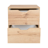 Mesa de noche duna y blanco moderna con 2 cajones 48 cm