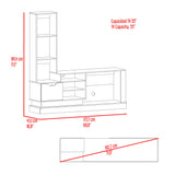 Centro de Entretenimiento Blake Fresno y Blanco 177.7x181.4cm para TV Hasta 55" Pulgadas con Ranura para Cables y con Siete Compartimientos