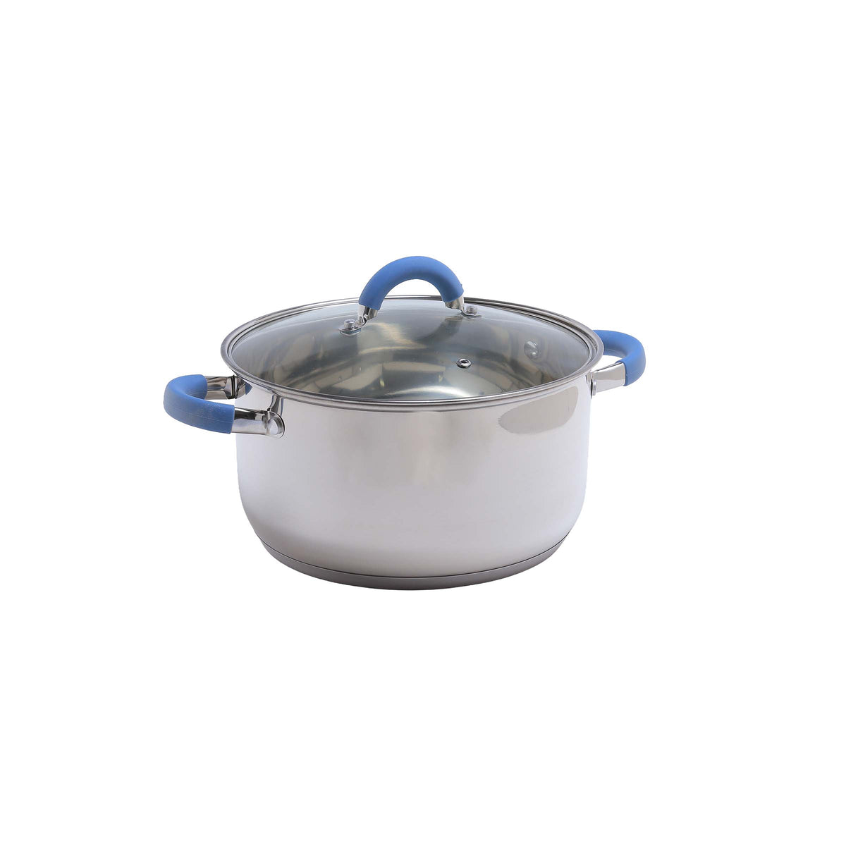 Olla plateada Home Elements en acero inoxidable 38 L con tapa de vidrio antiadherente