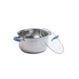 Olla plateada Home Elements en acero inoxidable 38 L con tapa de vidrio antiadherente