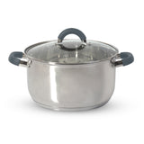 Olla plateada Home Elements en acero inoxidable 38 L con tapa de vidrio antiadherente