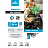 Sartén Home Elements plateado en acero inoxidable antiadherente 21 L