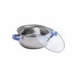 Olla Home Elements plateada antiadherente en acero inoxidable 2 L con tapa de vidrio