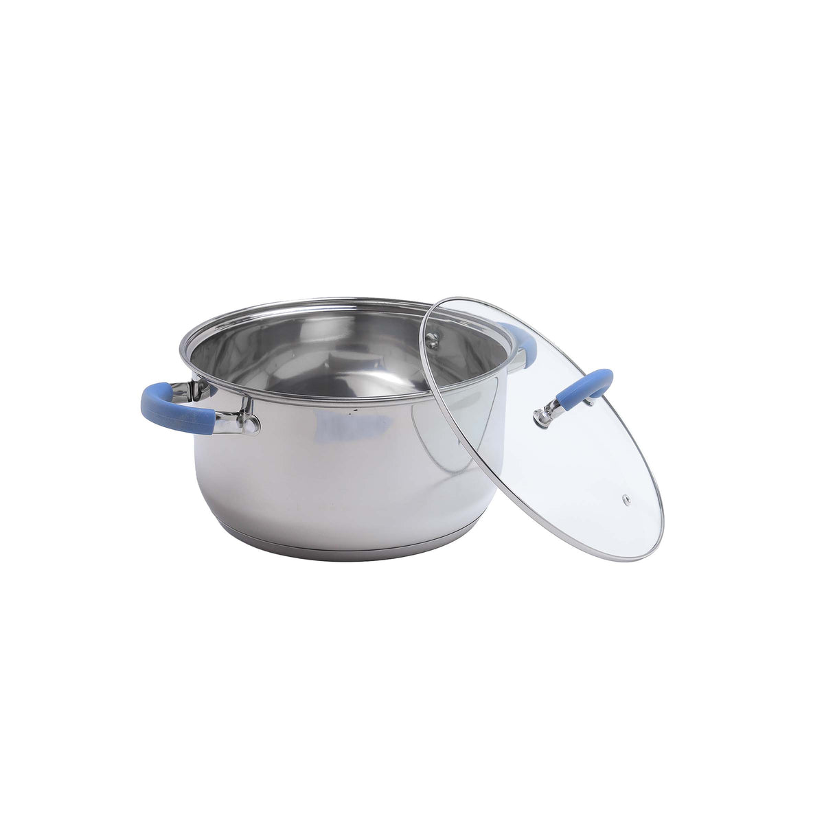 Olla Home Elements plateada 6 L en acero inoxidable con tapa de vidrio antiadherente