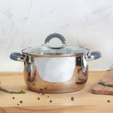 Olla Home Elements plateada 6 L en acero inoxidable con tapa de vidrio antiadherente