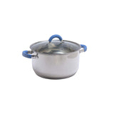 Olla Home Elements plateada en acero inoxidable 7 L con tapa de vidrio antiadherente