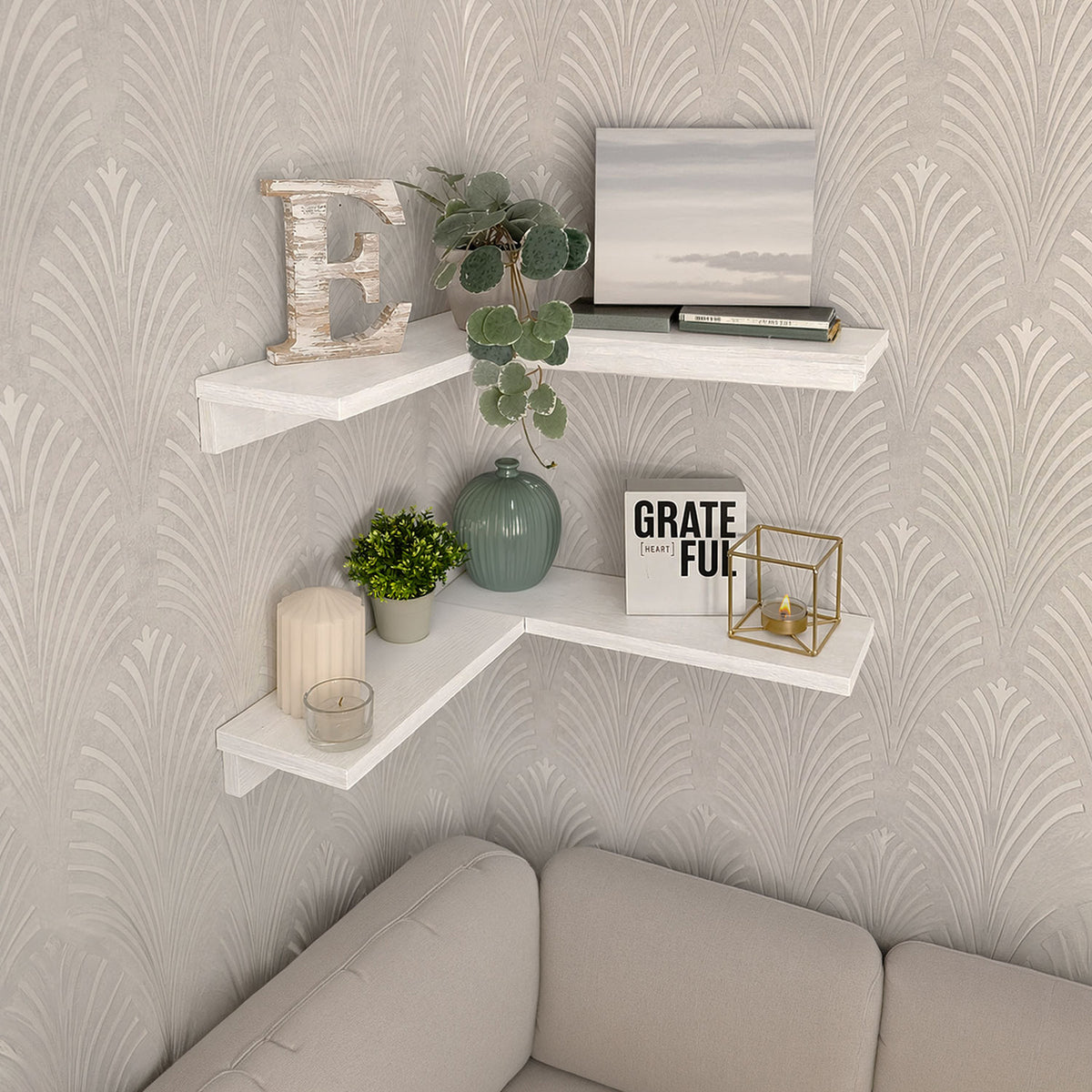 Set de 2 repisas flotantes blancas Bali en melamina 40x12 cm