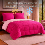 Edredón Semiacolchado Bicolor Fucsia y Rosado 180x120cm Doble Faz para Colchón Semidoble 120 X 190 Cm Fondo Entero sin Relleno