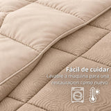 Edredón Semiacolchado Bicolor Beige 200x220cm Doble Faz para Colchón Doble 140 X 190 Cm Fondo Entero sin Relleno