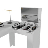 Tocador en L Blanco 135x75cm de Un Puesto con Un Cajón con Espejo y Sin Silla