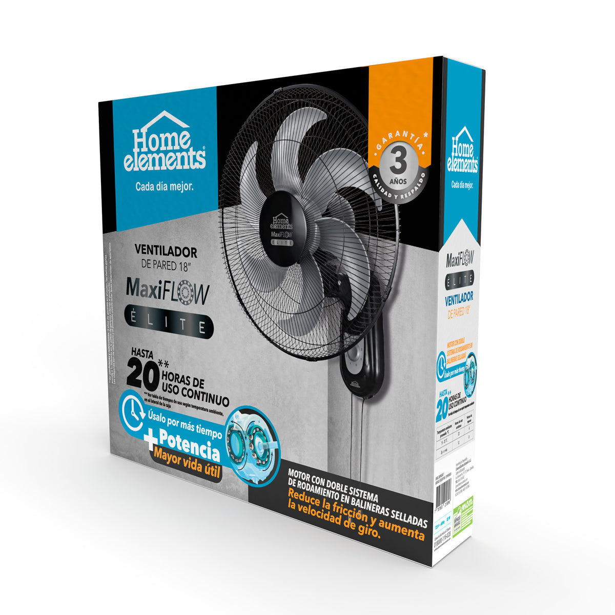 Ventilador de pared negro 18 pulgadas 85 W con 3 velocidades