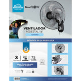 Ventilador de pared negro MaxiFlow 16 pulgadas 75 W con oscilación