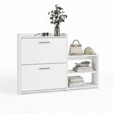 Zapatero vertical blanco para 16 pares en MDP 116x79 cm