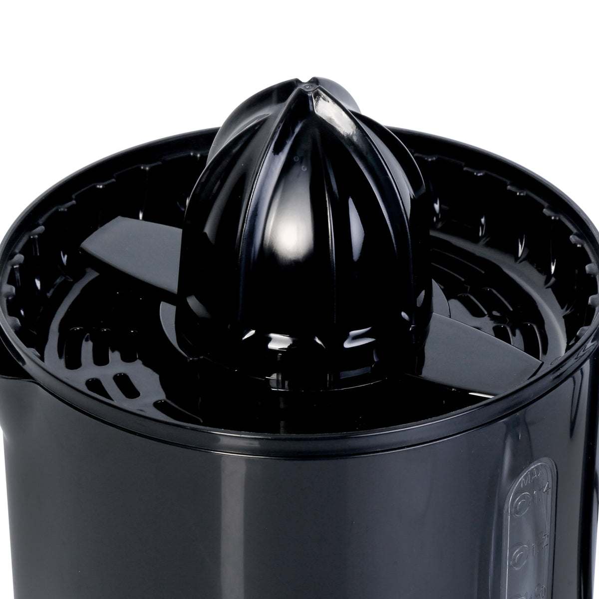 Exprimidor de Naranja Home Elements Negro 13.6x22cm de 1.4 Litros con Dos Conos intercambiables y con Base Antideslizante