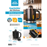 Exprimidor de Naranja Home Elements Negro 13.6x22cm de 1.4 Litros con Dos Conos intercambiables y con Base Antideslizante