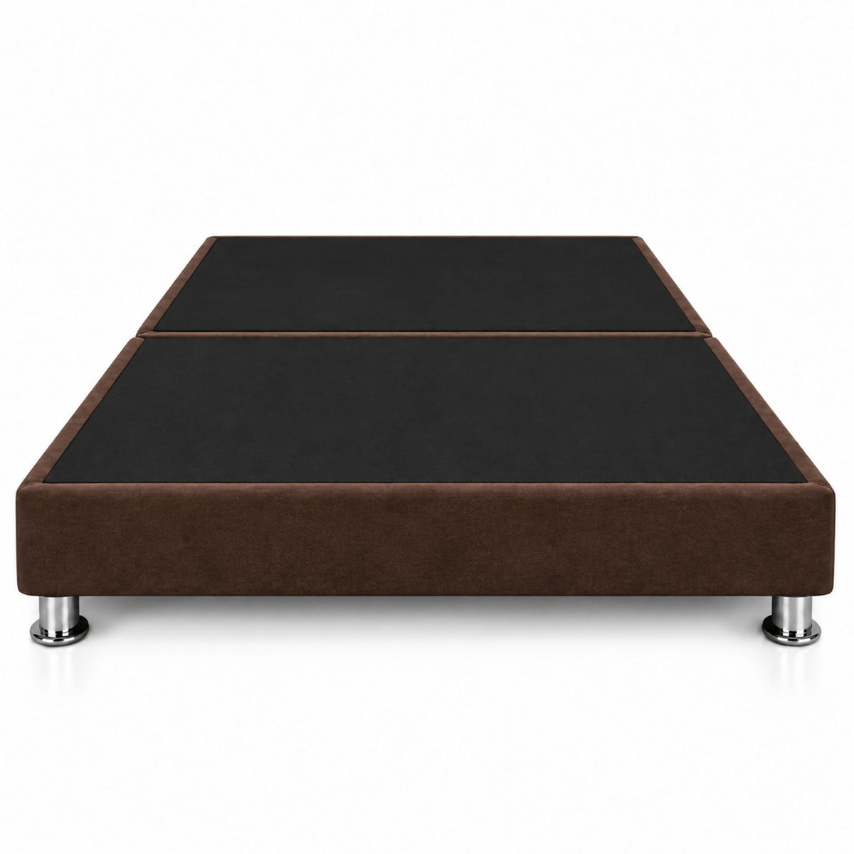 Base Cama Dividida Sommier Microfibra Café 120x190cm para Colchón Semidoble sin Cabecero y con Patas