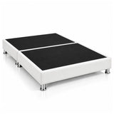 Base Cama Dividida Sommier Ecocuero Blanco 120x190cm para Colchón Semidoble sin Cabecero y con Patas