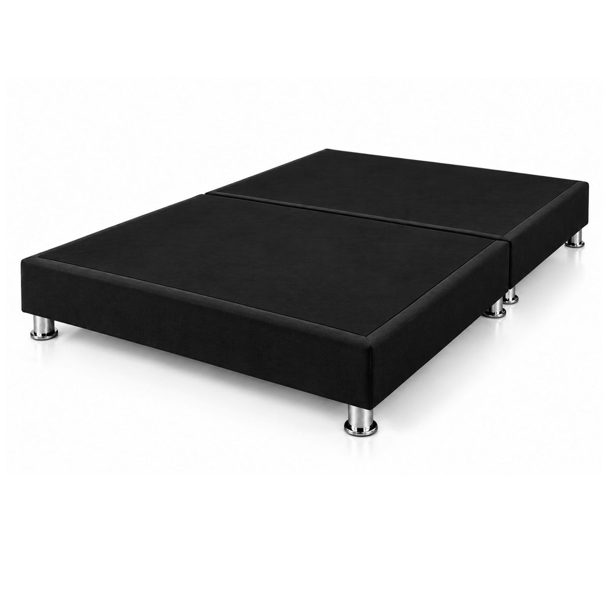 Base Cama Dividida Sommier Microfibra Negro 140x190cm para Colchón Doble sin Cabecero y con Patas