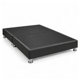 Base Cama Dividida Sommier Ecocuero Negro 140x190cm para Colchón Doble sin Cabecero y con Patas