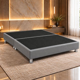 Base Cama Dividida Sommier Ecocuero Gris 140x190cm para Colchón Doble sin Cabecero y con Patas