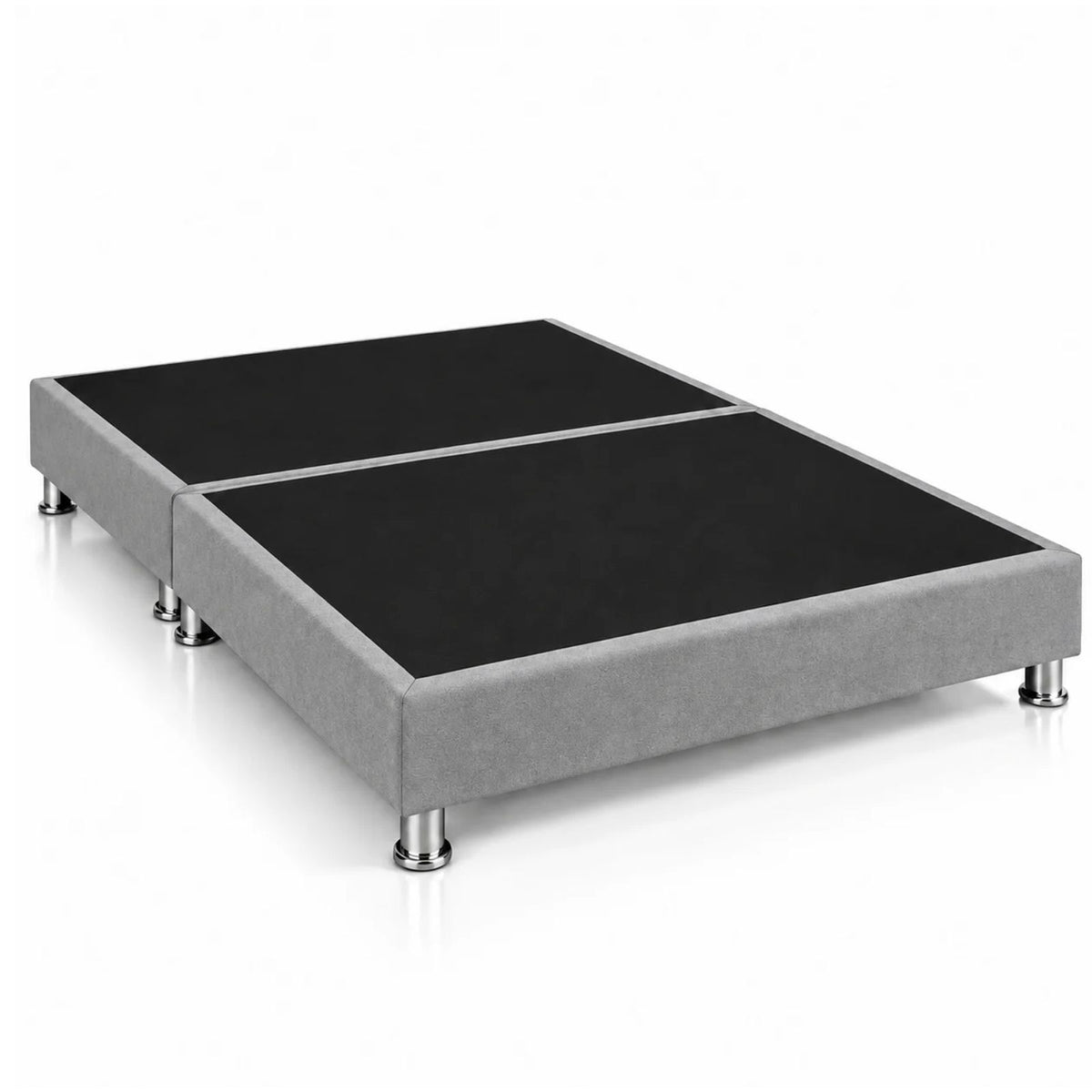 Base Cama Dividida Sommier Microfibra Gris 160x190cm para Colchón Queen sin Cabecero y con Patas
