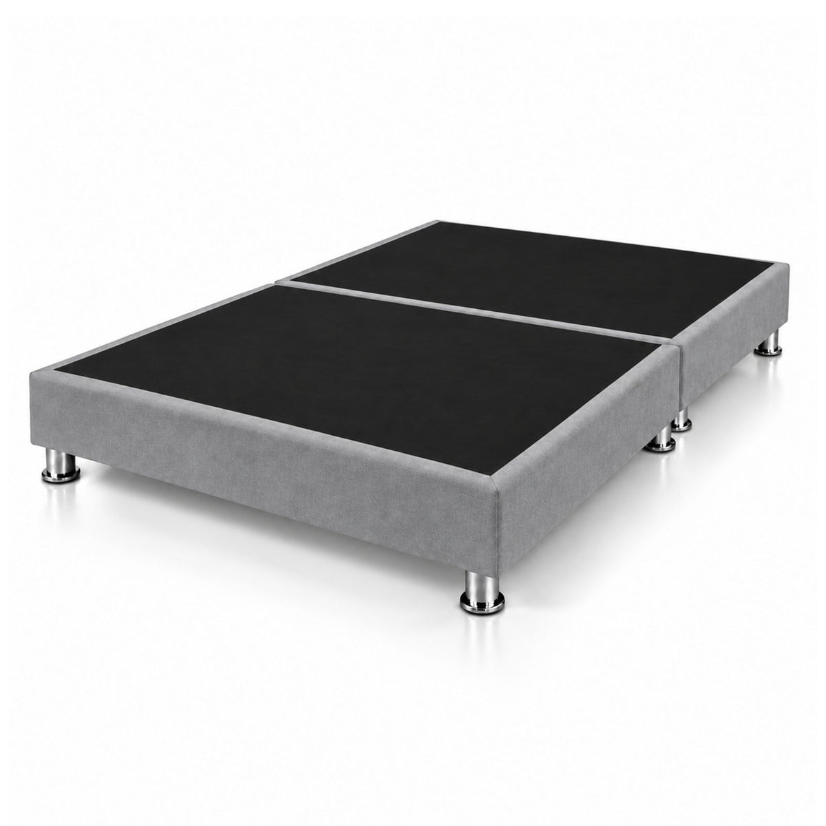 Base Cama Dividida Sommier Microfibra Gris 160x190cm para Colchón Queen sin Cabecero y con Patas