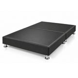 Base Cama Dividida Sommier Ecocuero Negro 160x190cm para Colchón Queen sin Cabecero y con Patas