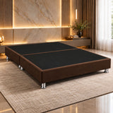 Base Cama Dividida Sommier Microfibra Café 200x200cm para Colchón King sin Cabecero y con Patas
