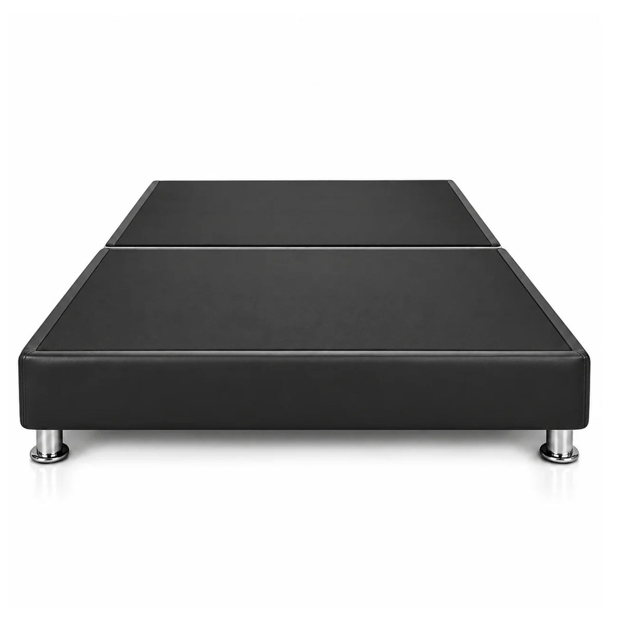Base Cama Dividida Sommier Ecocuero Negro 200x200cm para Colchón King sin Cabecero y con Patas