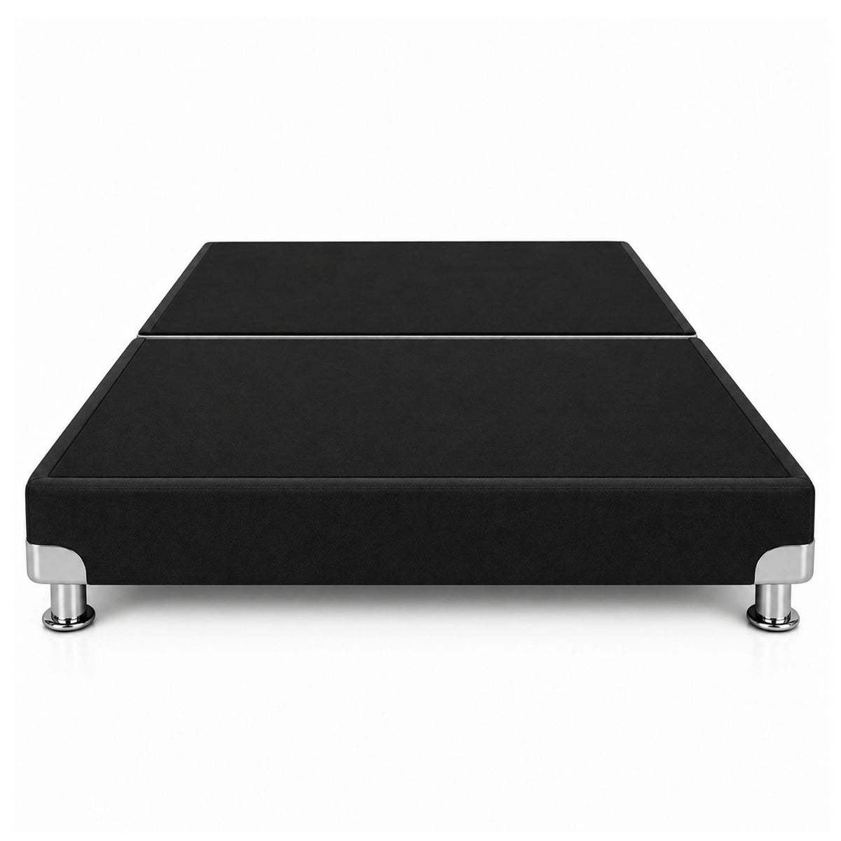 Base Cama Dividida Bostón Ecocuero Negro 120x190cm para Colchón Semidoble sin Cabecero y con Patas