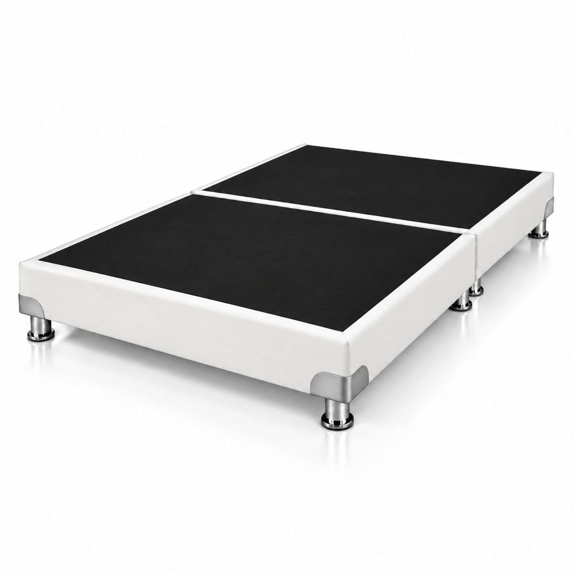 Base Cama Dividida Bostón Ecocuero Blanco 120x190cm para Colchón Semidoble sin Cabecero y con Patas