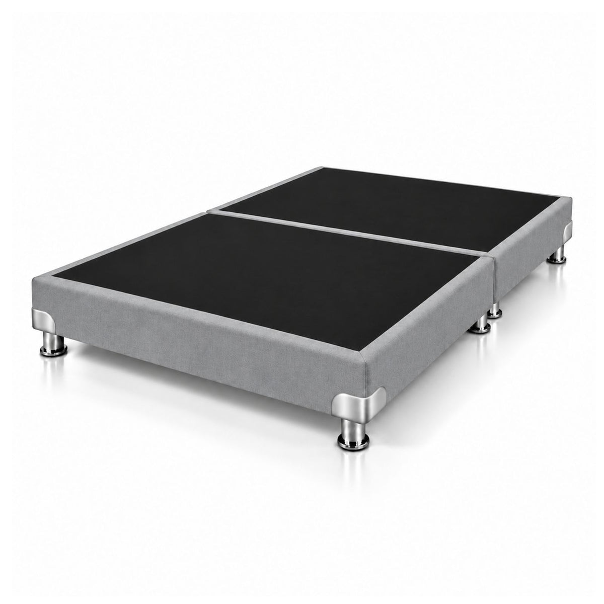Base Cama Dividida Bostón Ecocuero Gris 120x190cm para Colchón Semidoble sin Cabecero y con Patas