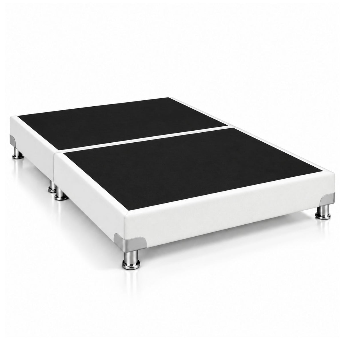Base Cama Dividida Bostón Microfibra Blanco 140x190cm para Colchón Doble sin Cabecero y con Patas
